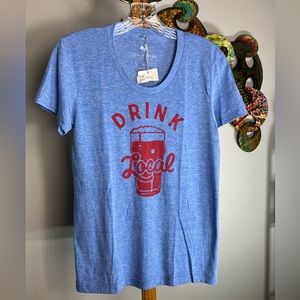 Woman’s Large Short Sleeve T Lightweight Undersized “Drink Local” Preowned Good